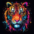 Portrait of an colorful tiger illustration design generative ai