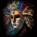 Portrait of a colorful venetian mask. Ai generated art Royalty Free Stock Photo