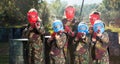 kids paintball players ready for playing outdoor Royalty Free Stock Photo