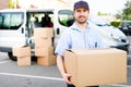 Portrait of confidence express courier Royalty Free Stock Photo