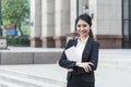 Portrait confidence young asian businesswoman handsome. He happy and smiling Royalty Free Stock Photo