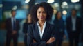 Portrait of confident african american businesswoman with arms crossed Generative AI