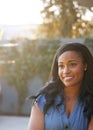 Portrait Of Confident African American Woman In Garden At Home Against Flaring Sun Royalty Free Stock Photo