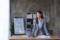 Portrait confident asian business woman standing at her desk on office Royalty Free Stock Photo