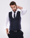 Portrait, confident and businessman in suit for fashion, stylish and luxury for aesthetic of glamour. Adult, guy and Royalty Free Stock Photo