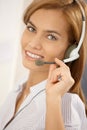 Portrait of confident call center girl Royalty Free Stock Photo