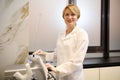 Portrait of confident experienced female doctor aesthetician beautician in cosmetology cabinet in wellness spa clinic Royalty Free Stock Photo