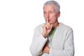 Portrait of confident senior man gesturing silence Royalty Free Stock Photo
