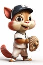 Portrait of confident squirrel - baseball player. AI genarated