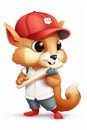 Portrait of confident squirrel - baseball player. AI genarated