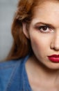 Facial Expressions Of Young Redhead Woman Closeup Royalty Free Stock Photo