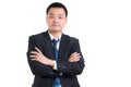 Portrait of Confident young asian businessman standing with arms folded. Businessman black suit arms crossed Royalty Free Stock Photo