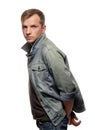 Portrait of a confident young man in jeans jacket Royalty Free Stock Photo