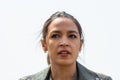 Portrait of Congresswoman Alexandria Ocasio-Cortez Speaking at an Earth Day Event in Astoria Queens New York