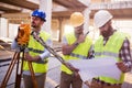 Portrait of construction engineers working on building site Royalty Free Stock Photo