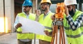 Portrait of construction engineers working on building site Royalty Free Stock Photo