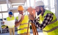 Portrait of construction engineers working on building site Royalty Free Stock Photo