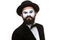 Portrait of a contemptuous man in makeup mime