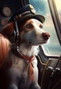 Portrait of a cool dog in pilot glasses. AI genarated Royalty Free Stock Photo