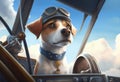 Portrait of a cool dog in pilot glasses. AI genarated