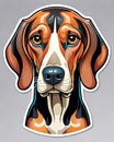 coonhound dog black tan sticker isolated label