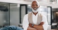 Portrait, corporate and senior man with arms crossed, smile and formal in a workplace, career and executive consultant Royalty Free Stock Photo