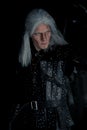 Portrait of cosplayer in image of character Geralt of Rivia from the game or film The Witcher