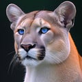 Portrait of a cougar (Puma concolor) with blue eyes