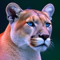 Portrait of a cougar (Puma concolor) on dark background