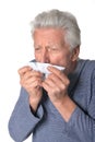 Portrait of coughing senior man Royalty Free Stock Photo
