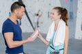 portrait couple in climbing gym Royalty Free Stock Photo