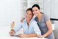 Portrait of a couple doing crossword together Royalty Free Stock Photo