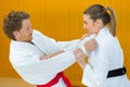 portrait couple in karate class Royalty Free Stock Photo