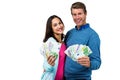 Portrait of couple showing money Royalty Free Stock Photo