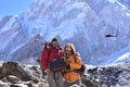 Portrait of couple trekkers at high himlaya