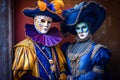 portrait of a couple in venetian costumes. Generative AI, Generative, AI