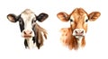 Portrait cow, watercolor clipart illustration with isolated background Royalty Free Stock Photo