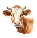 Portrait cow, watercolor clipart illustration with isolated background Royalty Free Stock Photo