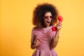 Portrait of a crazy angry afro american woman Royalty Free Stock Photo