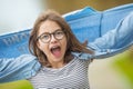 Portrait of crazy happy smilling teenage young girl with glasses Royalty Free Stock Photo