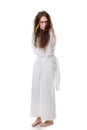 Portrait of a crazy woman in a straitjacket Royalty Free Stock Photo