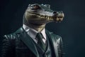 Portrait of a Crocodile dressed in a formal business suit Royalty Free Stock Photo