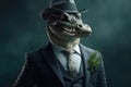 Portrait of a Crocodile dressed in a formal business suit Royalty Free Stock Photo