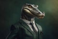 Portrait of a Crocodile dressed in a formal business suit Royalty Free Stock Photo