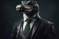Portrait of a Crocodile dressed in a formal business suit Royalty Free Stock Photo