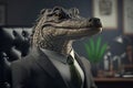 Portrait of a Crocodile Dressed in a Formal Business Suit at The Office Royalty Free Stock Photo