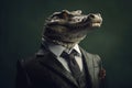 Portrait of a Crocodile dressed in a formal business suit Royalty Free Stock Photo