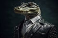 Portrait of a Crocodile dressed in a formal business suit Royalty Free Stock Photo