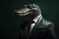 Portrait of a Crocodile dressed in a formal business suit Royalty Free Stock Photo