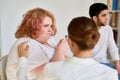 Obese Young Woman Crying in Support Group Session Royalty Free Stock Photo